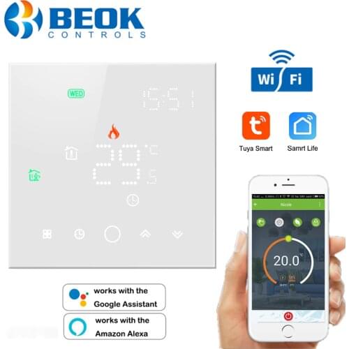 Beok Wifi Thermostat for Water Floor Heating Home Digital Thermoregulator Weekly Programmable Thermostat Work with Alexa Tuya