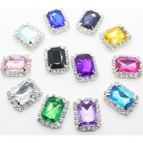 Small Wholesale 10Pcs/Lot 20*25mm Rectangle Flatback Buttons Diy Wedding Decoration Women Hair Ribbon Bow Handwork Accessories