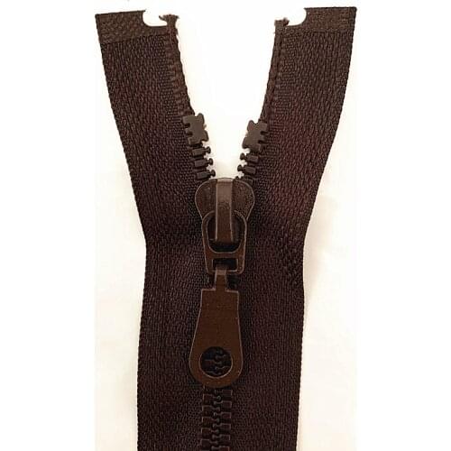2pcs, 5 # 25cm (10inch) Coffee Detachable Rubber Zipper with Open End Automatic Eco Lock Plastic Zipper for Sewing Suit