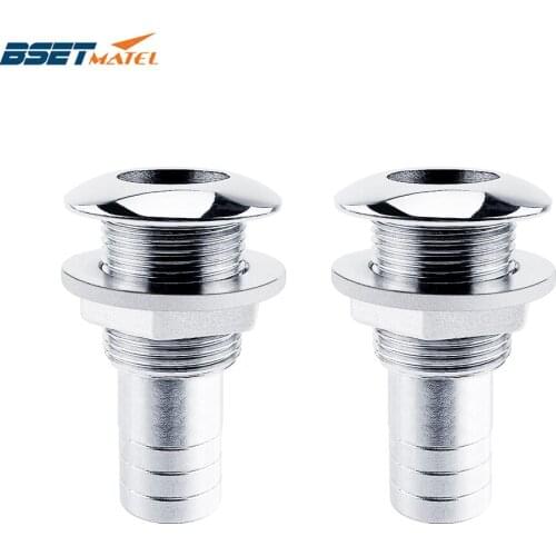 2X Marine Hardware Stainless Steel 316 Thru Hull Plumbing Fitting Outlet Drain Joint For 3/4" or 1" Hose Boat Yacht Accessories