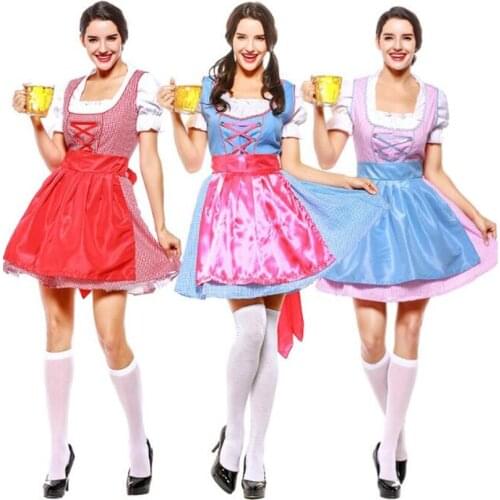 3 design Germany Bavaria Oktoberfest beer festival work clothes Costume Halloween Carnival Party Cosplay Fancy short dress A036