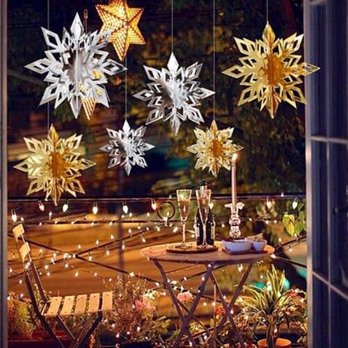 3D Artificial Snowflake Paper Garland Navidad Christmas Frozen Party Decorations Winter Wonderland Birthday Party Decorations