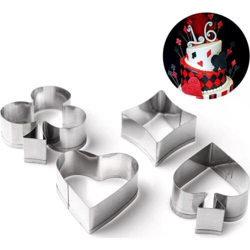 4pcs Diy Biscuit Model Fruit Cutter Cake Cookie Mould Mold Poker Baking Kitchen Stainless Steel For Chocolate Fondant