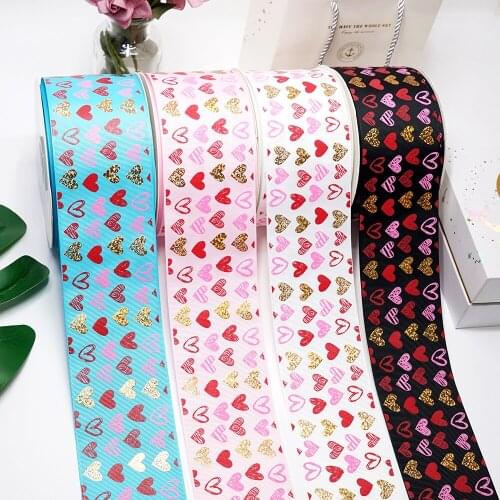 75 mm gold foil ribbon 3 inch ribbon holographic ribbon craft supplies Valentines Day grosgrain ribbon 3" 46-075