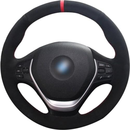Black Suede DIY Car Steering Wheel Cover for BMW F20 2012-2018 F45 2014-2018 F30 F31 F34 2013-2017 F32 F33 F36