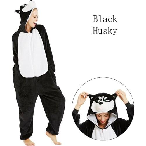 Kids Black Husky Pajamas Children Party Cosplay Costume Unicorn Onesies Girls Stitch Panda Sleepwear For 4 6 8 10 12 years