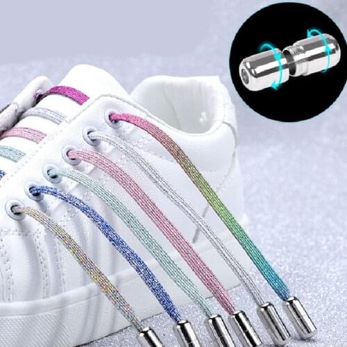 No Tie Shoelaces Unisex Elastic Sneakers Shoe Laces Kids Adult Quick Lazy Metal Lock Laces Outdoor Safety Colorful Shoe Strings