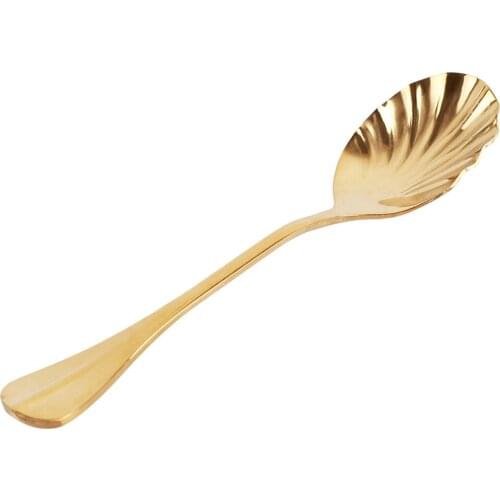 Ellenmar Stainless Steel Coffee Tea Spoon Shell Dessert Ice Cream Spoon Tea Spoon Drinking Tools Kitchen Gadget Tableware