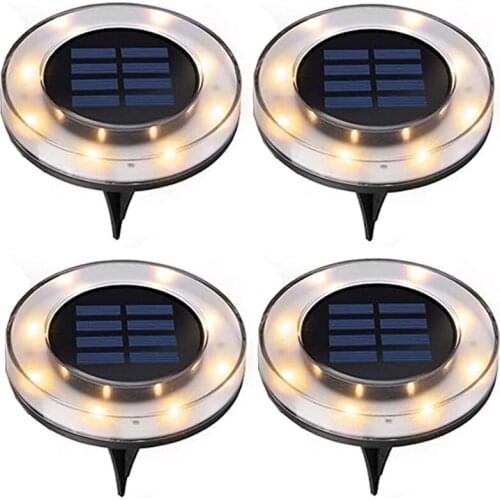 4PCS Solar Disk Light Solar In-Ground Light Outdoor Garden Solar Deck Light For Walkway Landscape Patio Pathway Lawn Driveway