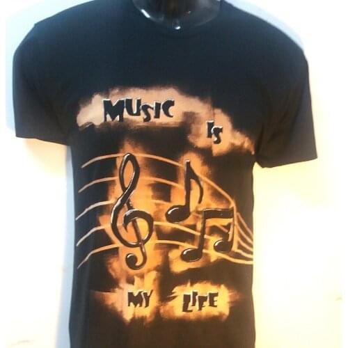 Music T-shirts musical notes. Hand painted