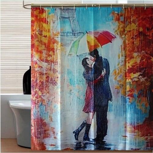 HD digital printing affectionate lovers waterproof polyester bath thickening Shower curtain creative decoration 180*180 cm