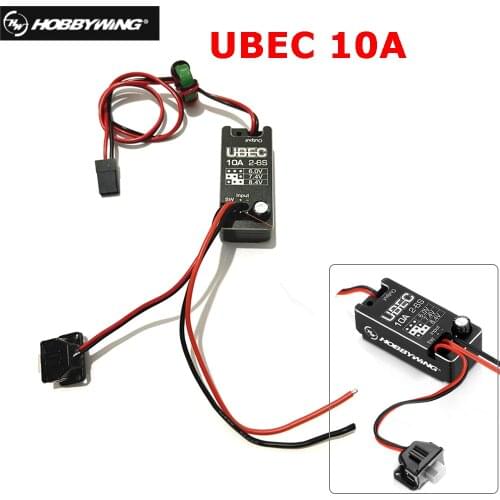 Hobbywing BEC Module 10A UBEC 2-6S 6V/ 7.4V/ 8.4V Adjustable Voltage With Metal Shell for RC Cars
