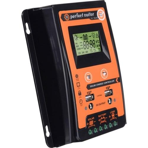 12V 24V 70A PWM Intelligent Solar Charge Controller Regulator LCD Display USB Output for Lithium and Lead-acid Battery