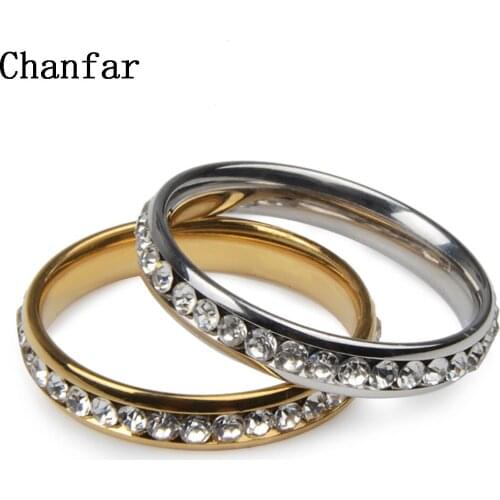 316L Stainless Steel Rings Gold Color Rhinestone Paved Rings for Christmas Women & Men Ring Gifts