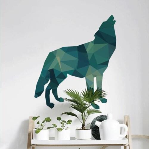 Creative Geometry Wolf Wall Stickers Living Room Home Decor Aesthetic Teen Bedroom Wallpaper Office Art Sticker Room Decor