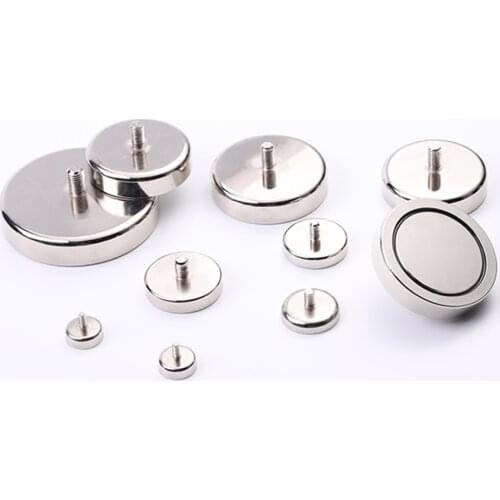 1PC Neodymium Magnet Super Strong Pot salvage permanent NdfeB Hook Imanes Strongest with external threaded rod M3, M4,M5,M6,M8