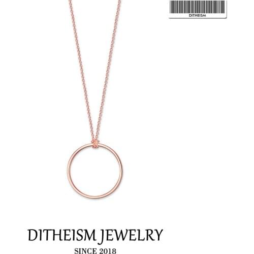 Link Chain Necklace Large Circle, 2020 Spring Brand Fashion 925 Sterling Silver Jewelry Rose Gold Color Europe Gift For Women