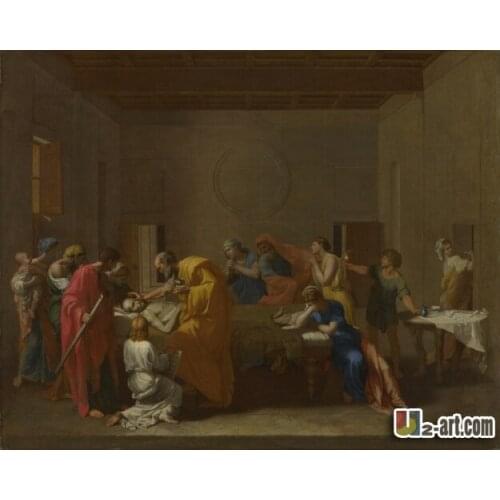 Canvas Prints (Poussin Extreme Unction) Free shipping printing home decorate oil painting for house Religion-273