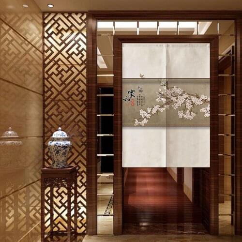 Chinese Flower and Bird Door Curtain Bedroom Decoration Curtain Bathroom Kitchen Partition Curtain Feng Shui Curtain Noren
