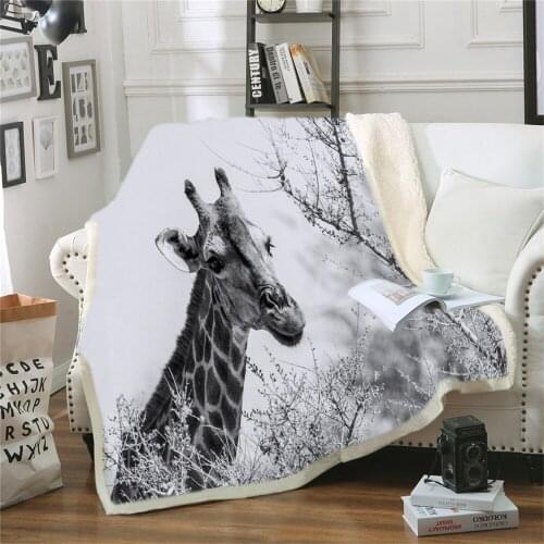 Giraffe Printed Throw Blanket Winter Spring Keep Warm Plush Blanket for Kids Funny Animal Bedspread Travel Blankets