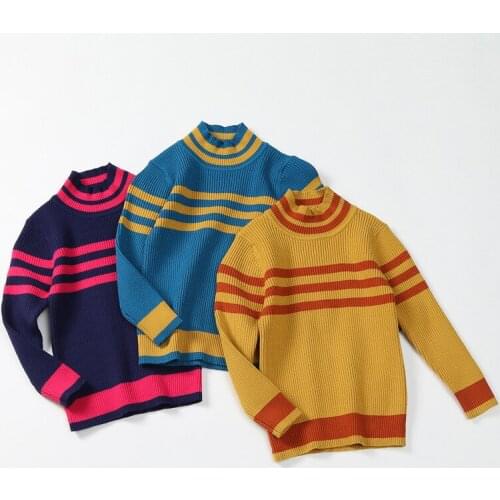 Simple Kids Sweaters Spring Winter Baby Boys Girls Warm Pullover Knitted Bottoming Thicken Childrens Clothes Top High Quality