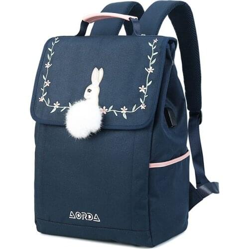 Womens Backpacks Cute Rabbit Bagpack Female College Student Schoolbags College Style Oxford Cloth Large Capacity Laptop Bagpack