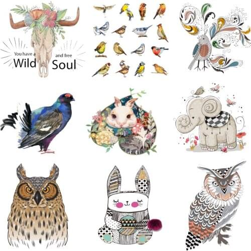 Iron on Transfer for Clothing Cute Patches Thermo Stickers Diy Elephant Patch Textile Vinyl Stripes Thermotransfer for Clothes A