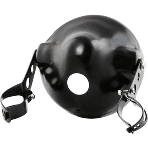 Universal 7" Black Aluminum Motorcycle Headlight Cover Housing Mount Brackets Fork Ear Headlamp Holder Kit