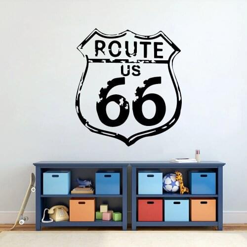 Highway 66 Wall Decal Vinyl Classic route us 66 Wall Sticker For Kids Room Living Room Decoration Removable Wall Decor X089