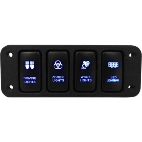 VODOOL w/ 150mm12V 4 Button Blue LED On/Off Car Rocker Switch Panel Rocker Switch Panel Cable For Toyota Hilux FJ CRUISER VIGO