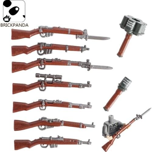 WW2 Military Seriest Soldier Guns-Weapons Pack Army Accessories City Building Blocks Grenade Riflescope 98K Figure Brick Toys