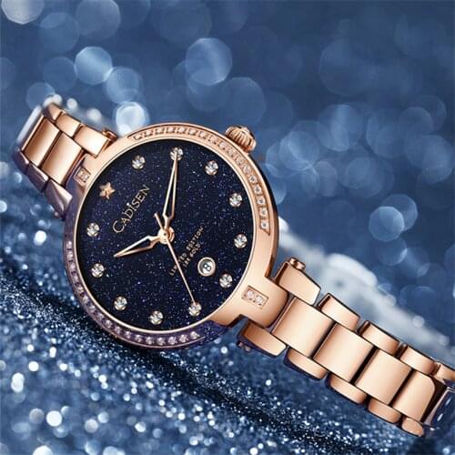 CADISEN Women Watches 18K GOLD diamond Watch 2020 Designer Ladies Watch Luxury Brand Quartz Real Gold Wrist Watch Gift For Women