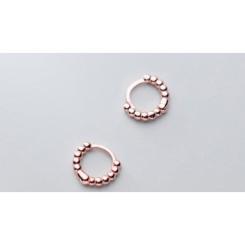 WTLTC 925 Sterling Sliver Tiny Beaded Hoop Earrings for Women Minimal Round Ear Piercing Earrings Small Ball Huggies Earrings