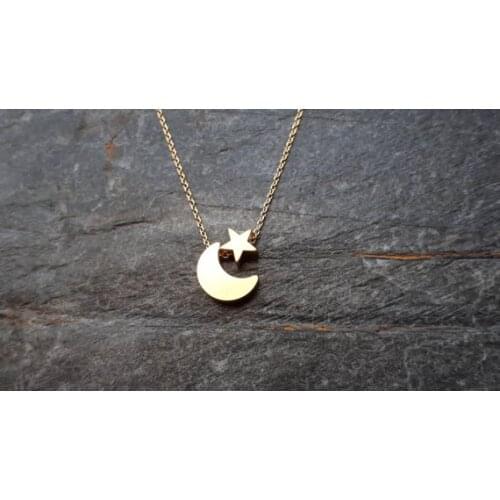 Stainless Steel Necklace Women Rose Gold Chain Star Moon Necklaces Lunar Jewelry Collier Femme Bijoux 2018 Christmas Gifts
