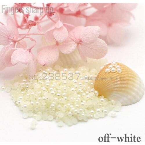1000pcs 2mm 3D creamy-white pearl half flat surface beads gems nail Art diamond jewelry DIY decoration