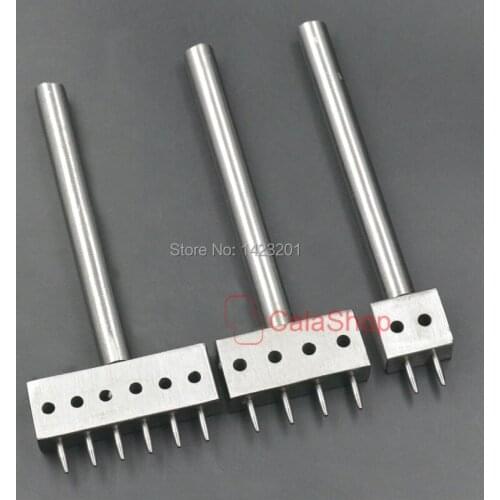 3 Pcs / Lot Hole Spacing 6mm Round Leather Punch Cutter Tool Pitch 2 4 6 Hole Row Leather Tool