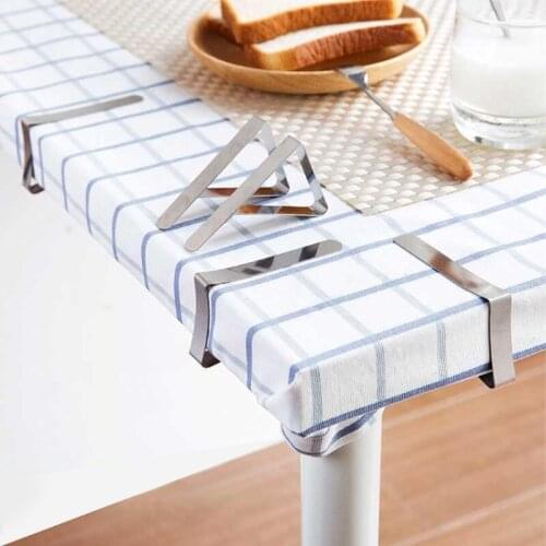 4/8pcs Tablecloth Clips Picnic Table Cloth Cover Clamps Flexible Stainless Steel Tablecloth Holders for Restaurant Party