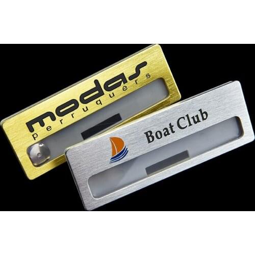 5pcs 7X2.5cm reusable engrave name badge personalized gold silver business tag holder