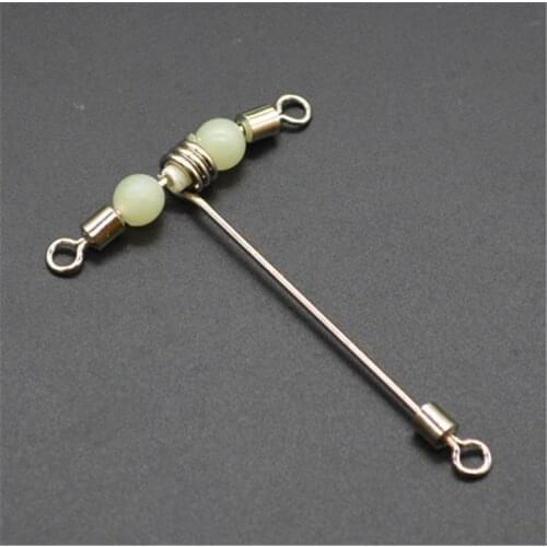 5pcs 3 Way Luminous T-shape Cross-line Rolling Swivel with Pearl Beads Fishing Swivels Fishhooks Fishing Connector