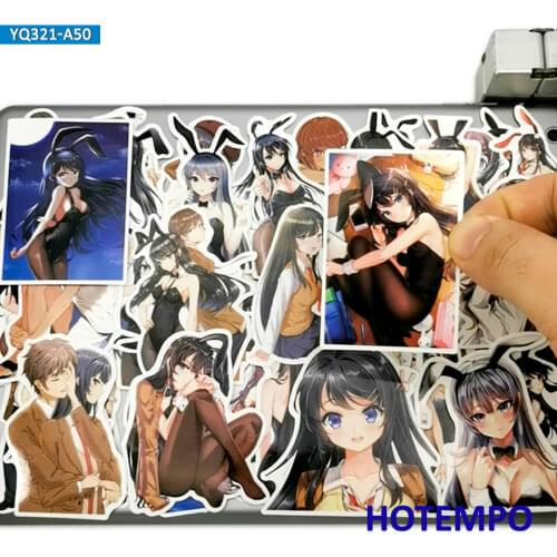 50pcs Bunny Girl Sister School Cute Anime Stickers for Mobile Phone Laptop Case Luggage Stationery Kawaii Cartoon Decal Stickers