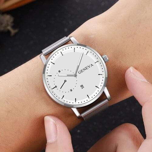 Men Watches Luxury Famous Brand Men Stainless Steel Mesh Calendar Watch Men 2-Pointer Quartz Watch Relogio Masculino Hot Clock