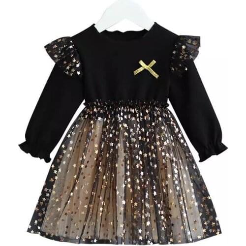 Spring Summer Girl Dress Bottoming Top Children Baby Long-Sleeved Dress Cotton Net Yarn Princess Dress for Girl