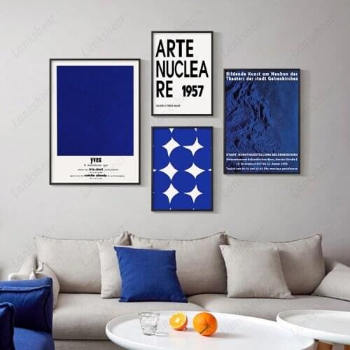 Klein Blue Poster Northern Europe Simple Abstract Blue Porch Canvas Painting Wall Art Modular Hd Print Pictures Home Decoration