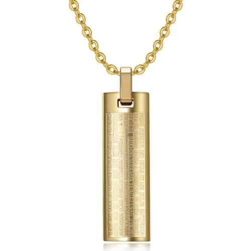 Cross Bible Pendant For Women Men Solid Stainless Steel Unisex Christ Prayer Jewelry Gold Silver