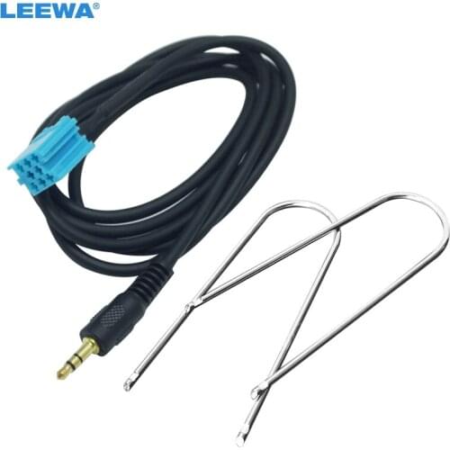 LEEWA 1Set Car 3.5mm Stereo Audio Aux Input Cable Adapter With Key Tools For VW Golf Passat B5 Bora Polo Blaupunkt #CA5767