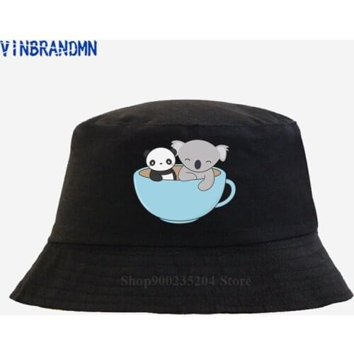 Summer new Youth hat Kawaii Cute Koala and Panda Fishing fishermen hat men women Funny Koala Tea summer Hipster youth sun hat
