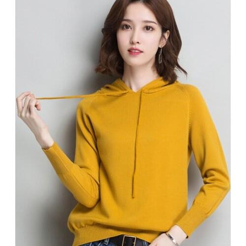 GABERLY Soft Cashmere Hooded Sweaters and Pullovers Women Spring Autumn Jumper Sweater Female Top Knitted Brand