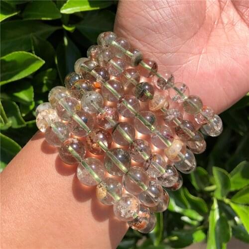 Natural Four Seasons Lodalite Phantom Garden Quartz Bracelet Round Bead Crystal Healing Stones For Women And Men Jewelry