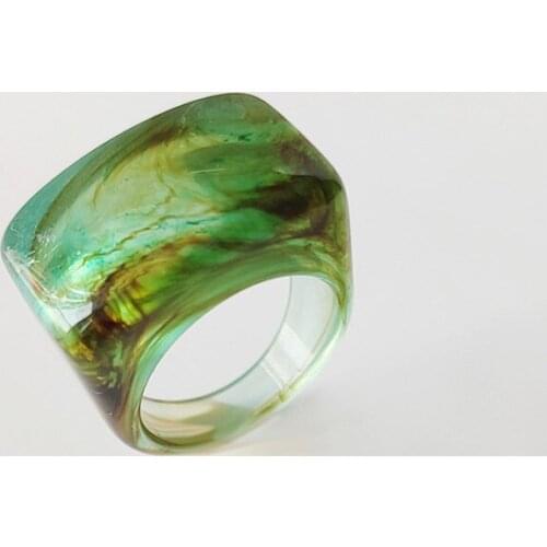 2021 New Multicolor Transparent Acrylic Irregular Marble Pattern Ring Resin Tortoise Opening Rings for Women Girls Jewelry