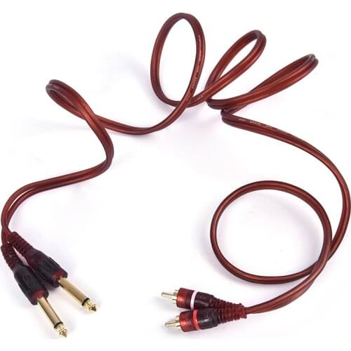New Arrival 1pc 1.5M Cable, Dual RCA Male to Dual 6.35mm 1/4 inch Male Mixer Audio Cable 1pc audio cable
